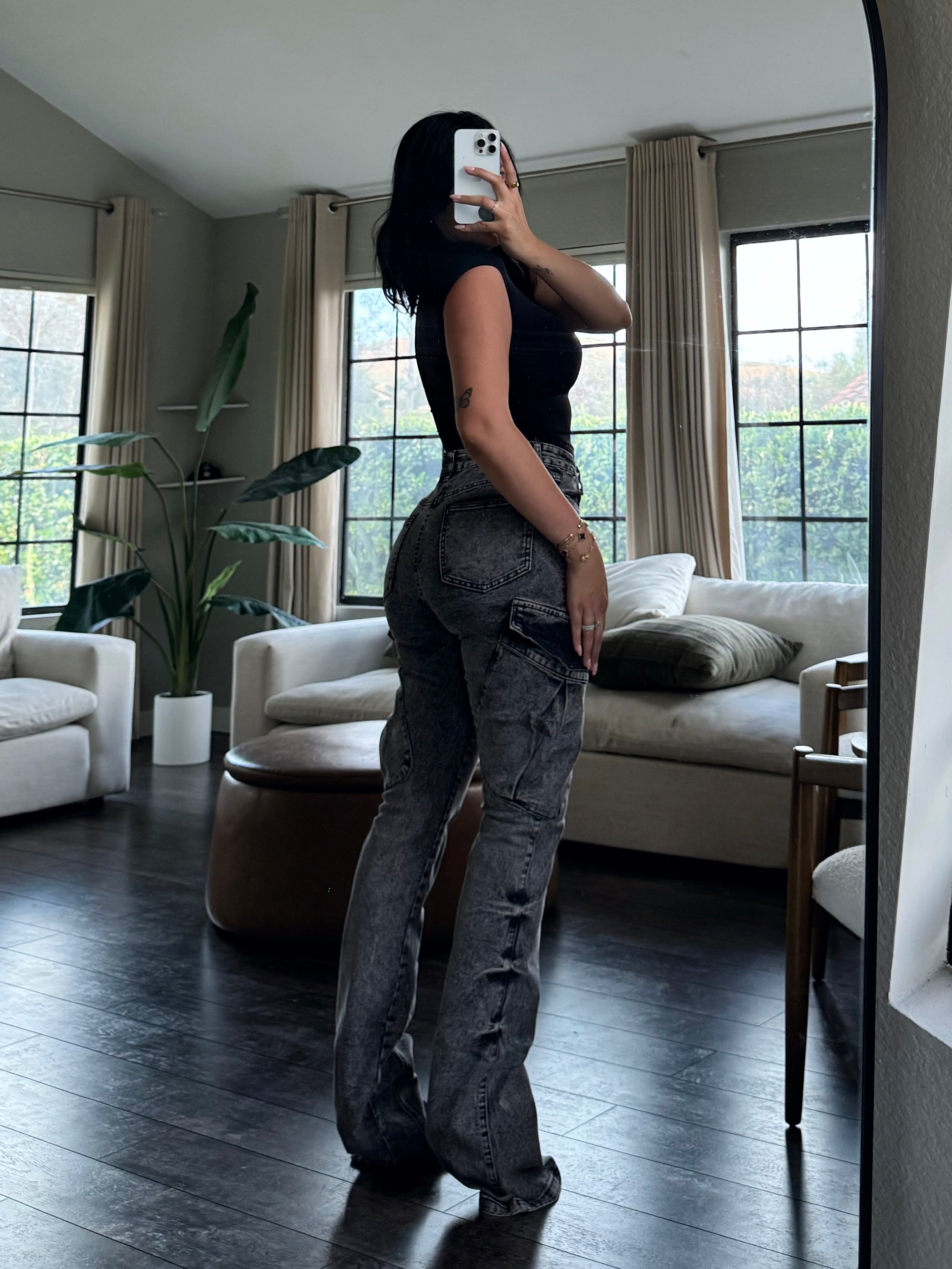 Victoria Cargo Pants (Washed Black)