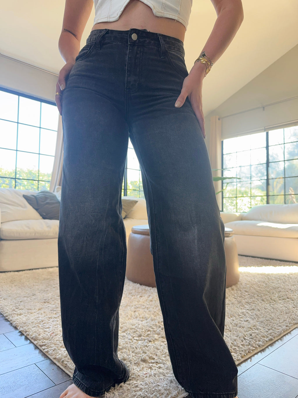 Christine Wide Leg Jeans (Black)