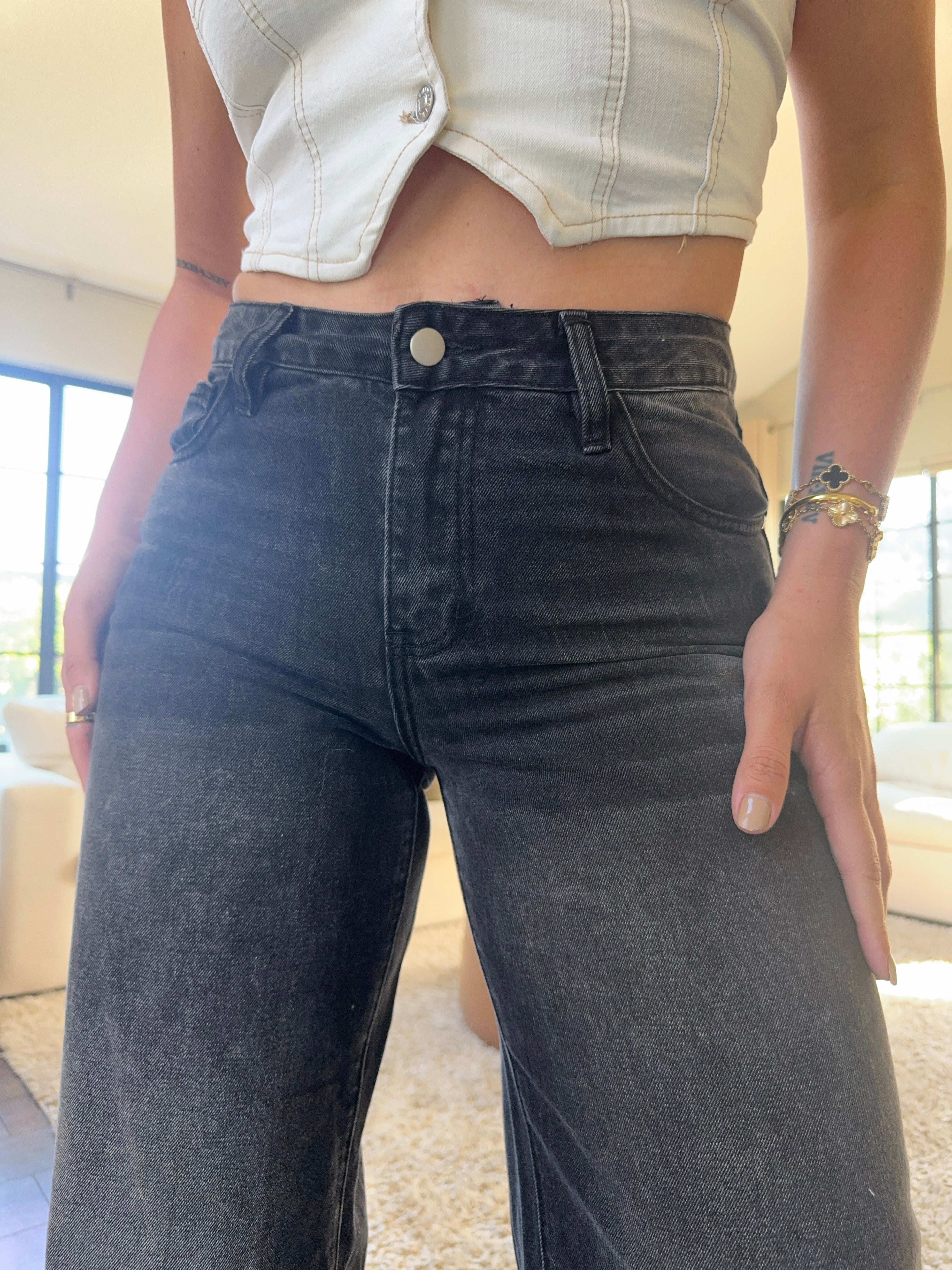 Christine Wide Leg Jeans (Black)