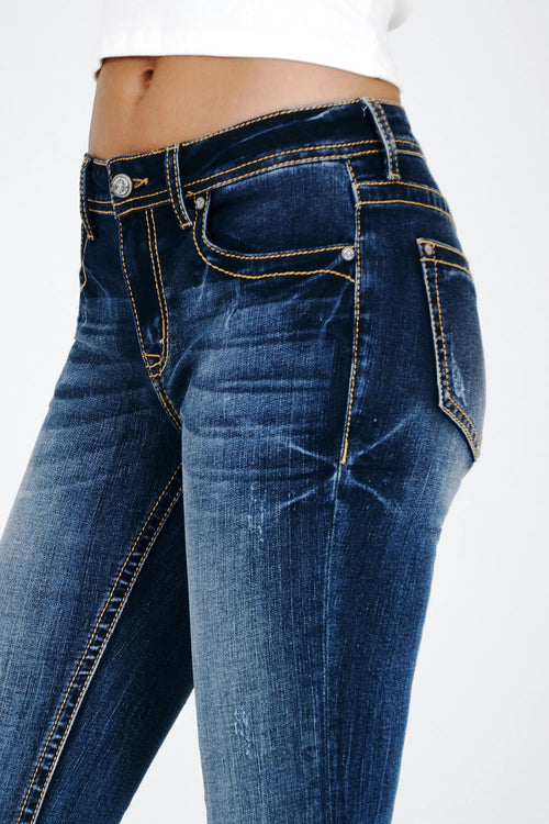 Basic 5 Pocket Mid Rise Bootcut Jeans