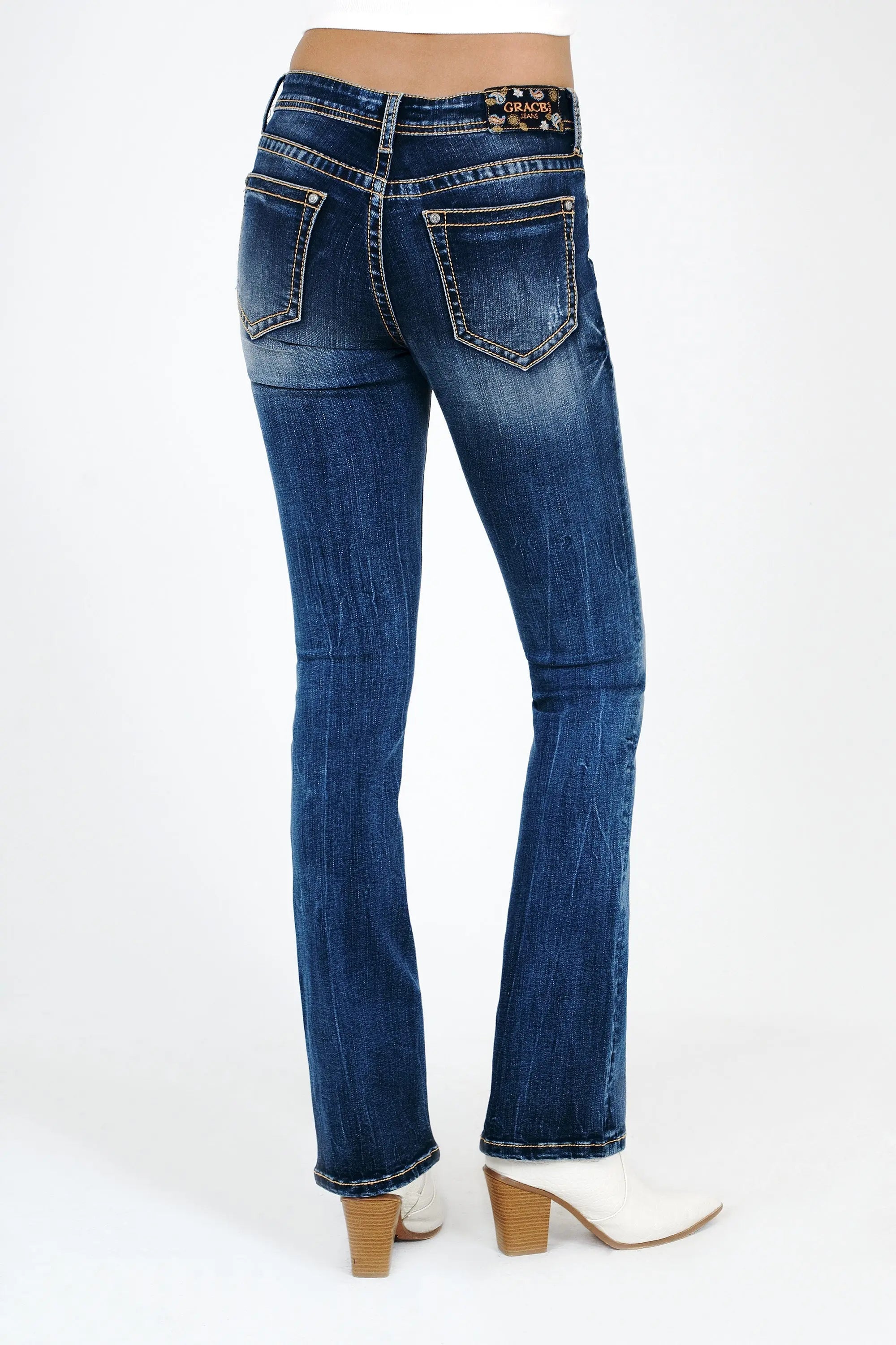Basic 5 Pocket Mid Rise Bootcut Jeans
