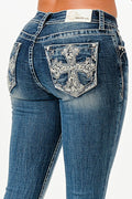 Embroidered Low Rise Bootcut Cross Jeans