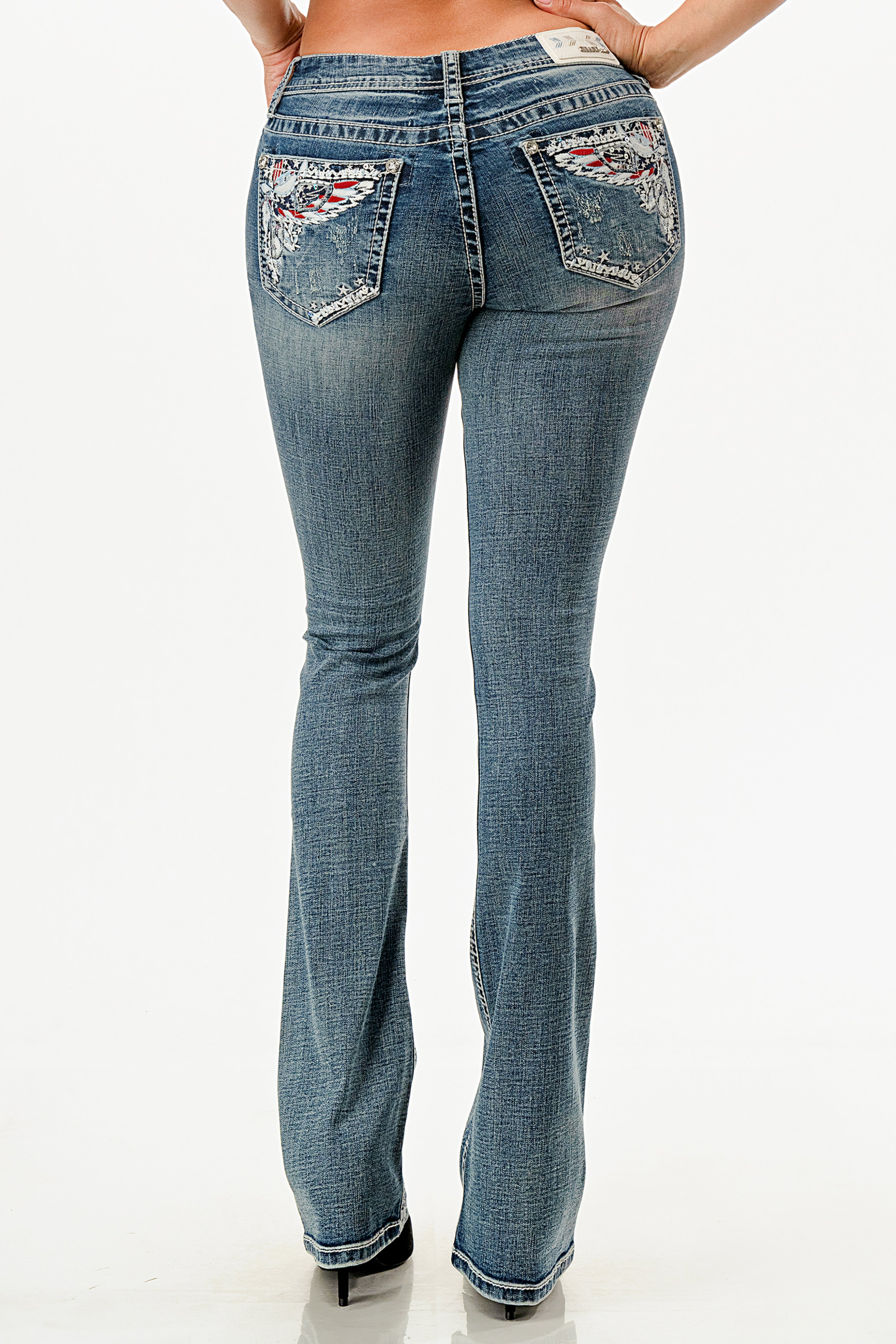 Americana Wing Modify Mid Rise Bootcut Embroidered Jeans