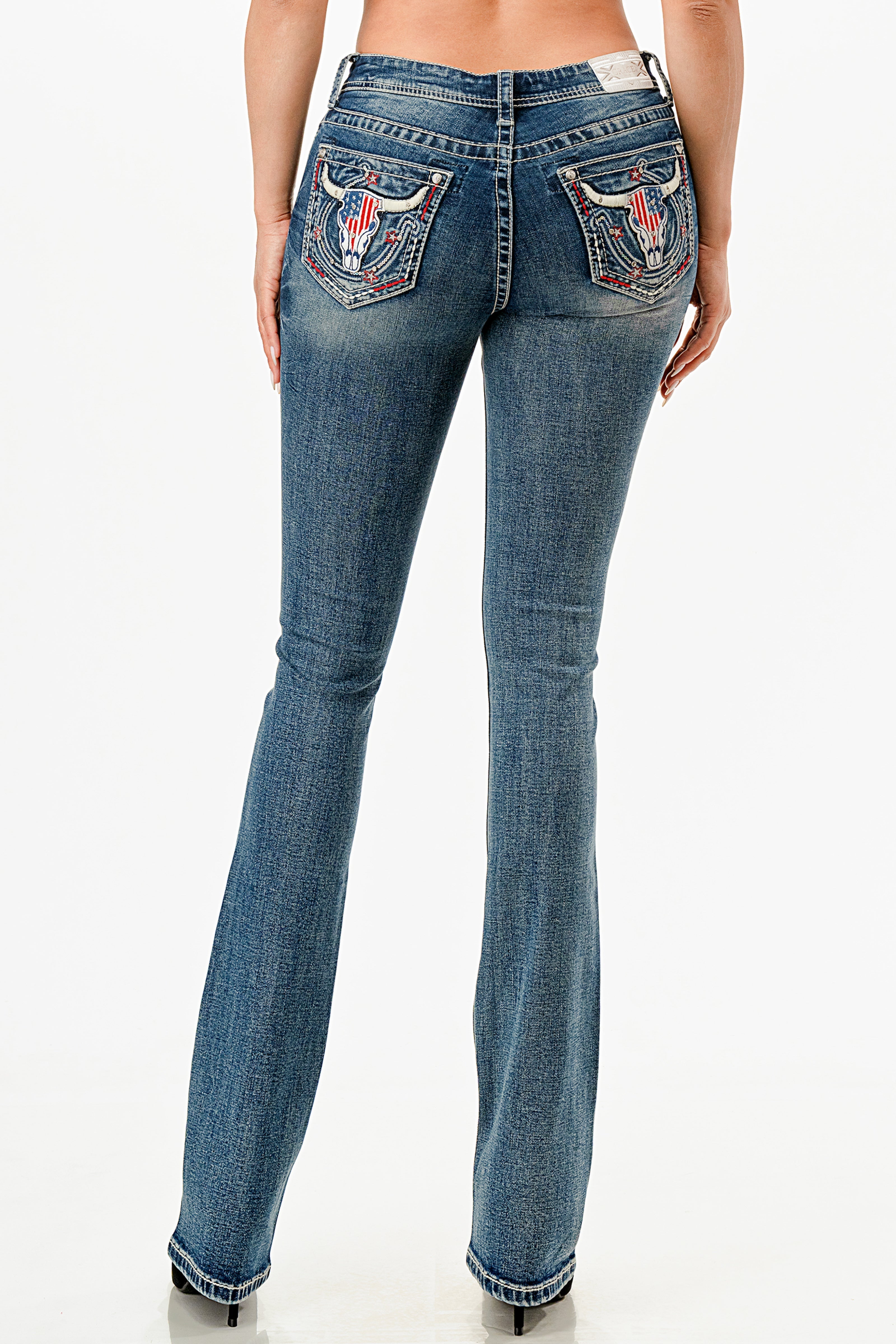 American Steer Head Embellished Bootcut Jeans