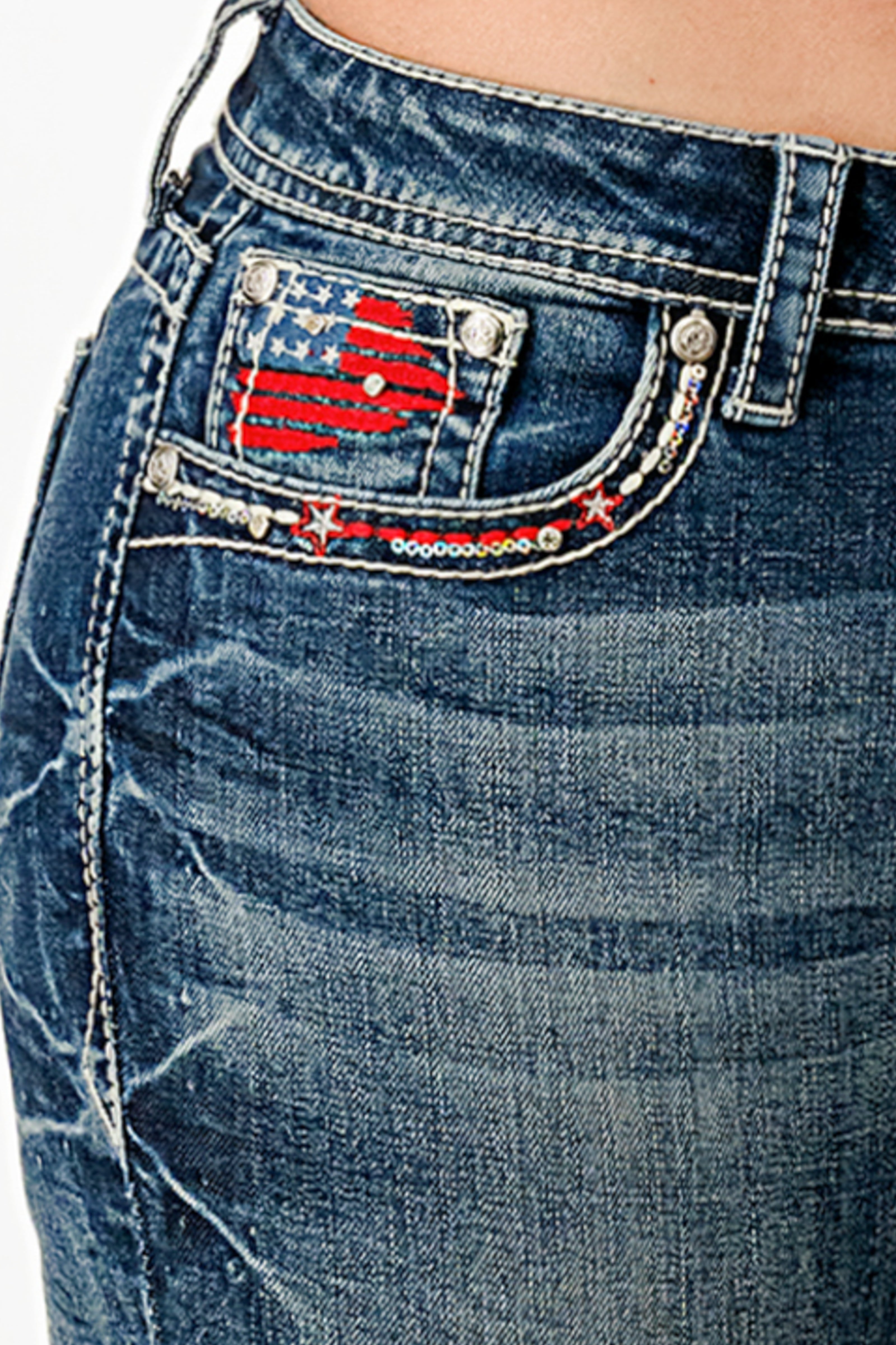 American Steer Head Embellished Bootcut Jeans