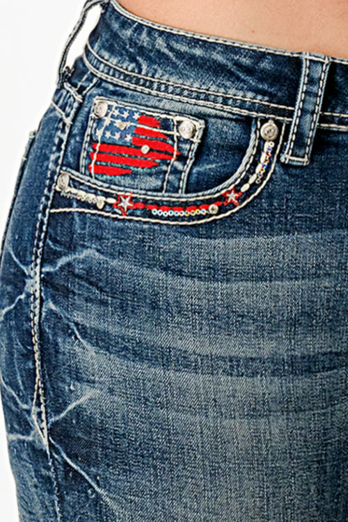 American Steer Head Embellished Bootcut Jeans