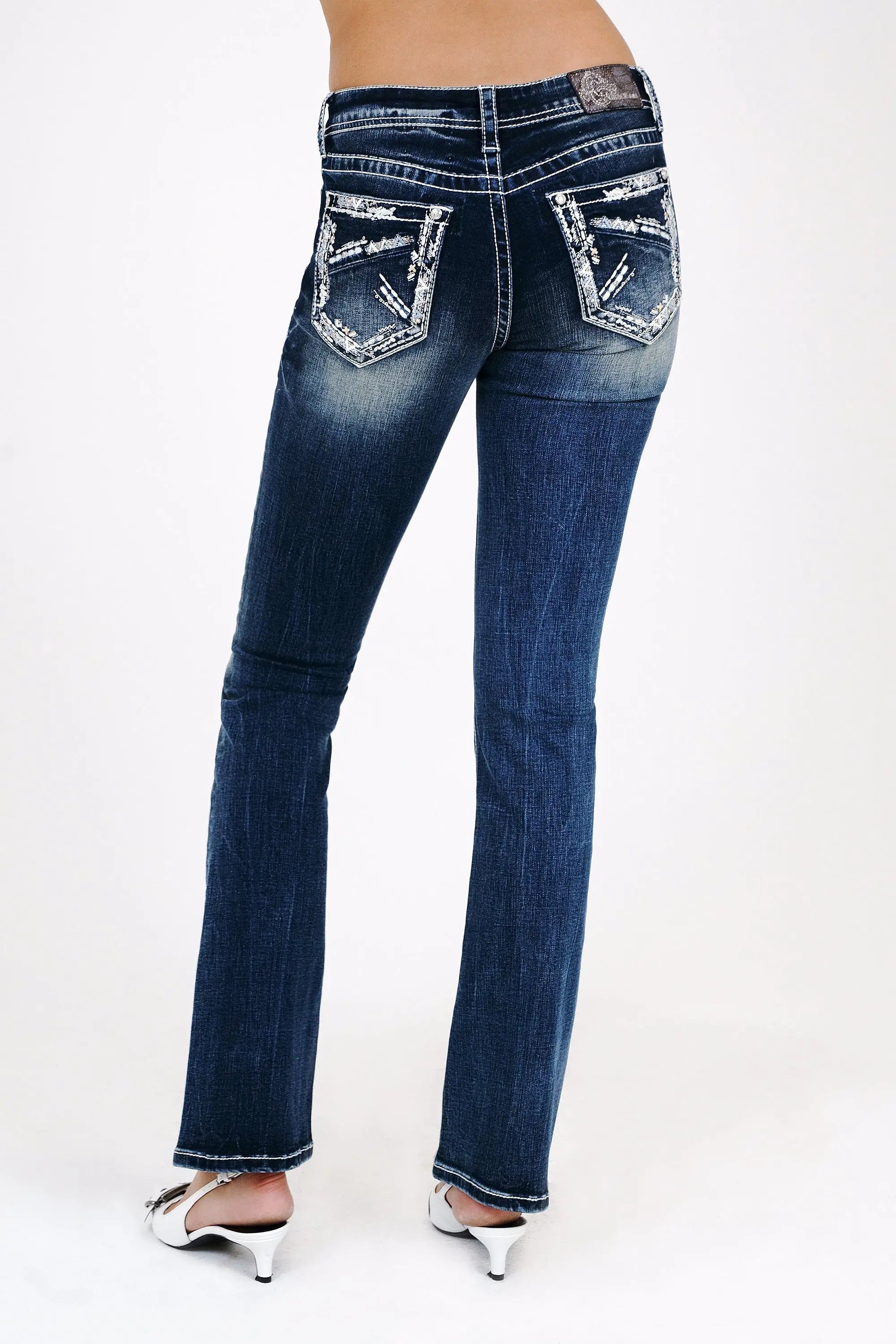 Heavy Stitches Embroidered Mid Rise Bootcut Jeans