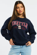 Blue Graphic Sweater Long Sleeve