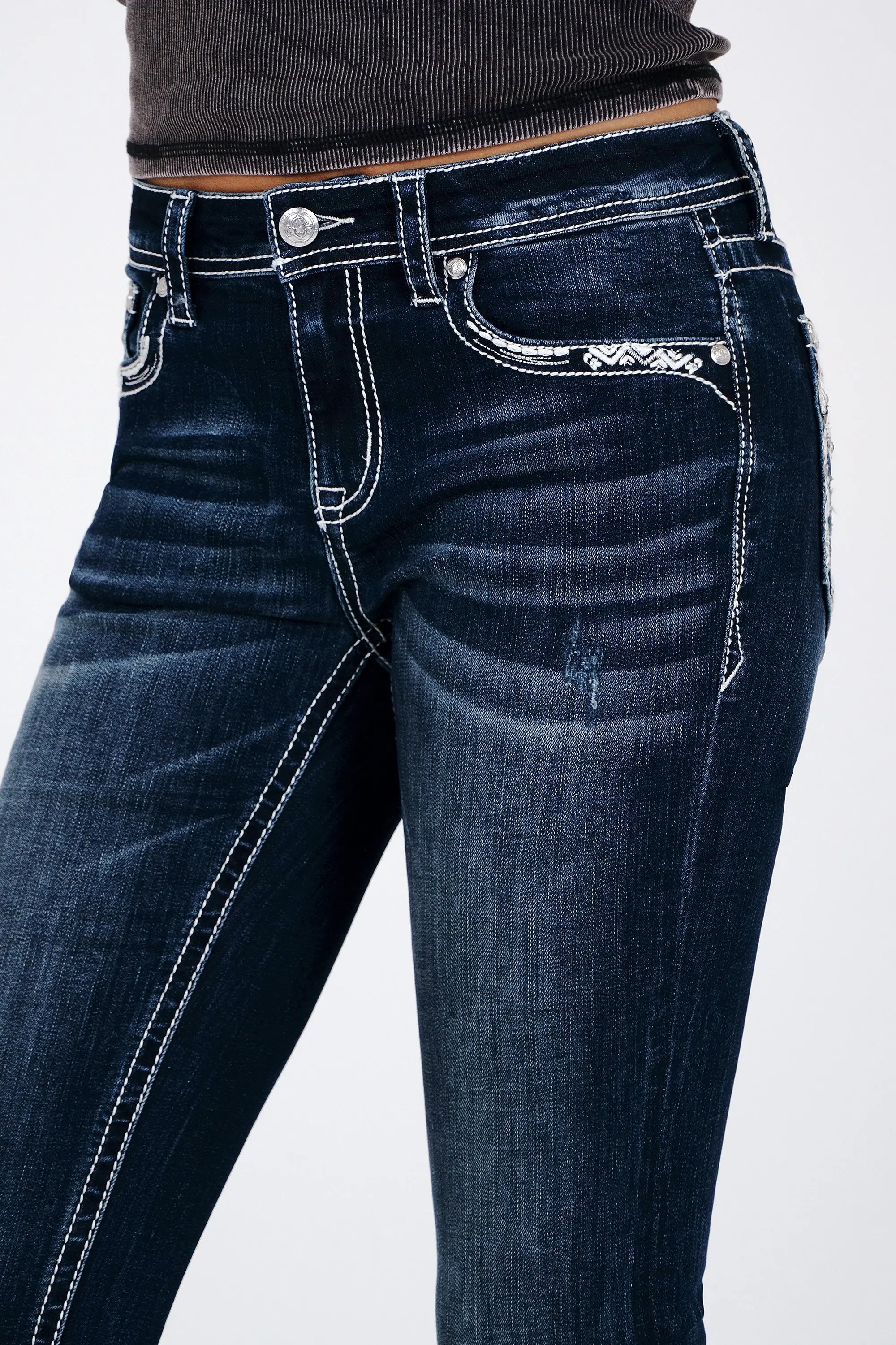 Heavenly Wings Embroidered Mid Rise Bootcut Jeans