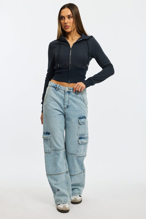 Blue Zip Through Hoodie