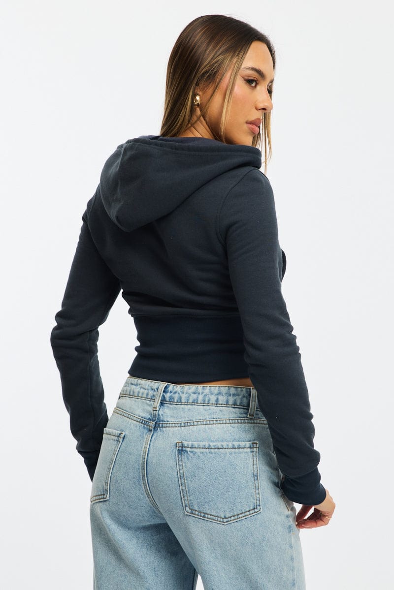 Blue Zip Through Hoodie